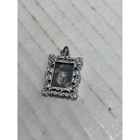 Vintage Beau Sterling Silver 925 Picture Photo Frame Charm Rectangle Hearts - Picture 1 of 4